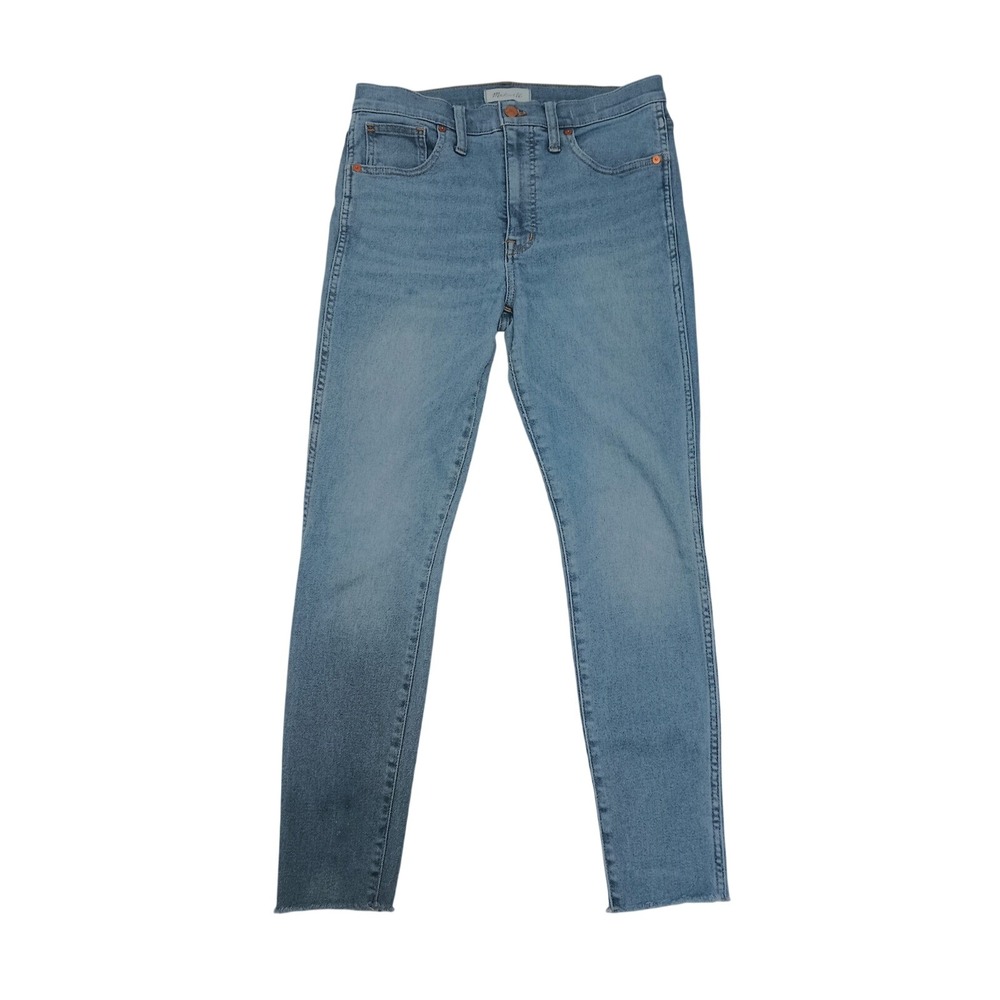 Madewell Womens High Rise Skinny Jeans Raw Hem Denim Size 29 Capsule Wardrobe